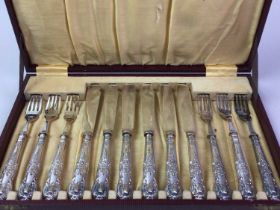 GEORGE V SET OF SILVER HANDLED FORKS AND KNIVES, C H BEATON, SHEFFIELD 1928