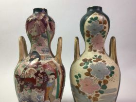 PAIR OF JAPANESE SATSUMA DOUBLE GOURD VASES,