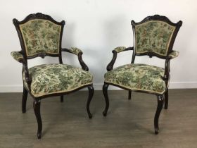 PAIR OF FRENCH STYLE ARMCHAIRS,
