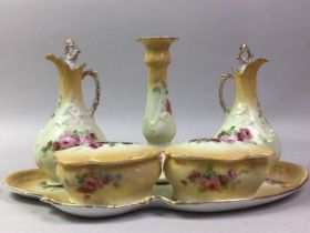 TWO LIMOGES PORCELAIN DRESSING TABLE SETS, LATE 19TH / EARLY 20TH CENTURY