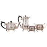 GEORGE V SILVER FOUR PIECE TEA SERVICE JOSEPH GLOSTER LTD., BIRMINGHAM 1929