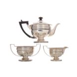 GEORGE V SILVER THREE PIECE TEA SERVICE MARTIN HALL & CO., SHEFFIELD 1916