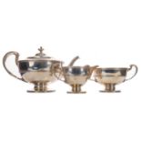 GEORGE V SILVER THREE PIECE TEA SERVICE MAKER LAWSON & CO., GLASGOW 1924