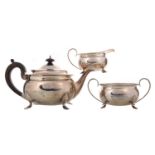 GEORGE V SILVER THREE PIECE TEA SERVICE BIRMINGHAM 1924