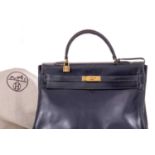 HERMES, GRAINED NAVY LEATHER KELLY BAG CIRCA 1960-69