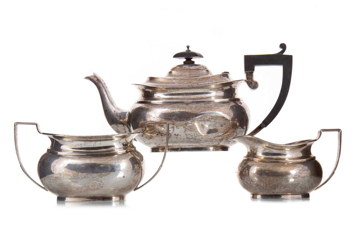 GEORGE V SILVER THREE-PIECE TEA SERVICE BARKER BROS., BIRMINGHAM 1930