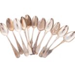 COLLECTION OF ELEVEN SILVER DESSERT SPOONS EARLY 19TH CENTURY AND LATER