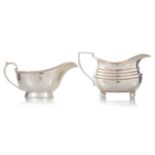 GEORGE V SILVER SAUCE BOAT AND GEORGE VI SILVER CREAM JUG HAMILTON & INCHES, EDINBURGH 1928 AND 1938