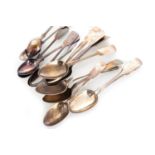 COLLECTION OF SEVENTEEN SILVER TEASPOONS EARLY 19TH CENTURY AND LATER