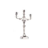 SILVER PLATED TWIN BRANCH CANDELABRUM WALKER & HALL, LATE 19TH/EARLY 20TH CENTURY