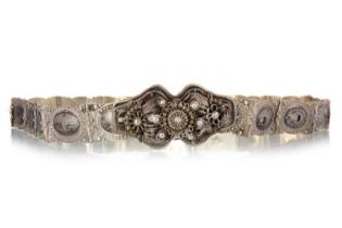 PERSIAN WHITE METAL AND NIELLO BELT, EARLY 20TH CENTURY