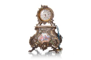 VICTORIAN SILVER AND PARCEL GILT BOUDIOUR TIMEPIECE, IMPORTED BY EDWARD THOMPSON BRYANT, LONDON MARK