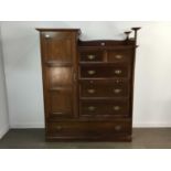 ARTS & CRAFTS MAHOGANY BACHELOR'S WARDROBE LATE 19TH / EARLY 20TH CENTURY