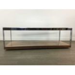 ATTRIBUTED TO MERROW ASSOCIATES, GLASS TOPPED CHROME AND ROSEWOOD COFFEE TABLE CIRCA 1970-79