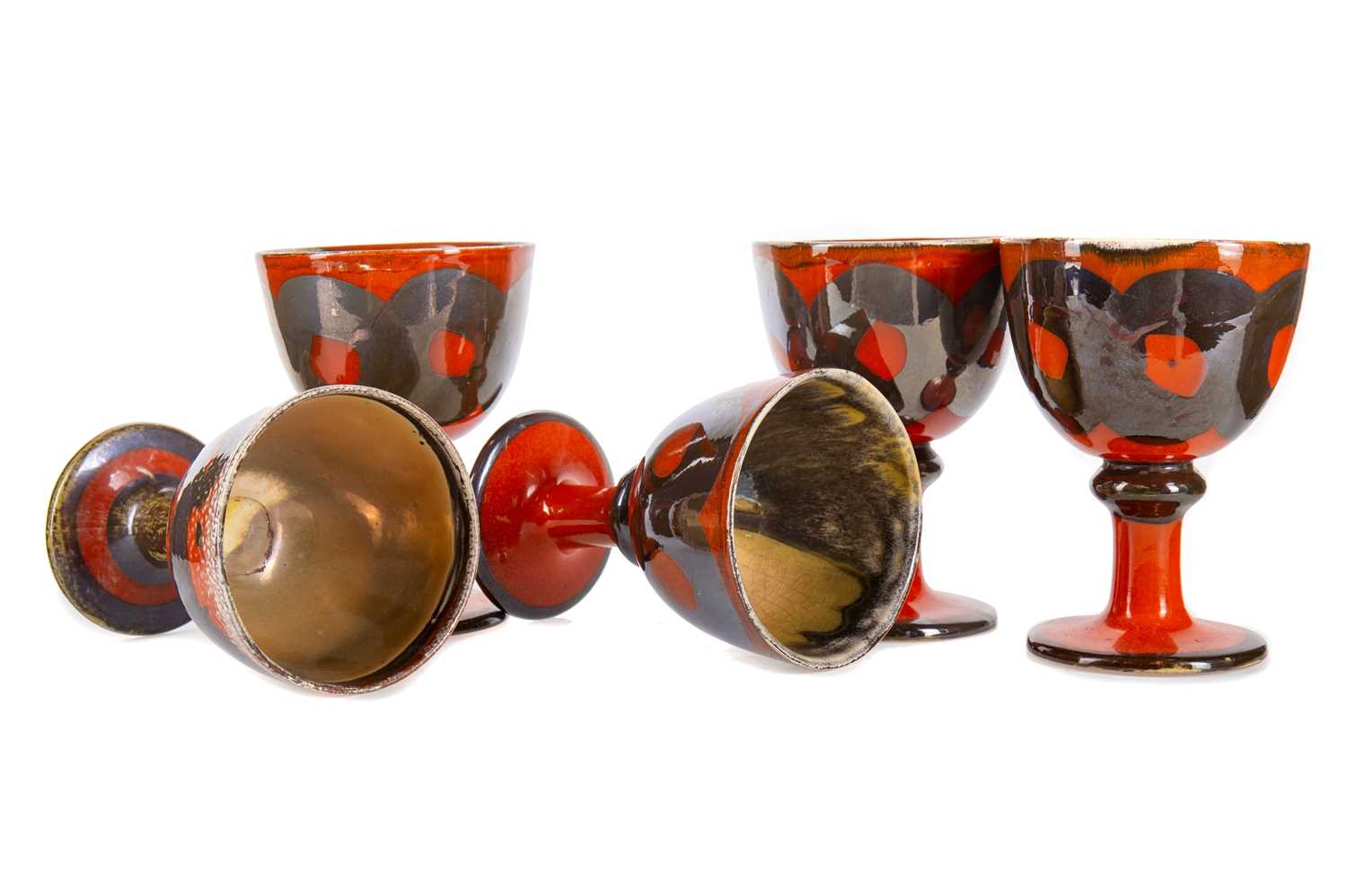 MARGERY CLINTON (SCOTTISH, 1931-2005), SET OF FOUR STUDIO POTTERY LUSTRE GOBLETS - Image 2 of 2