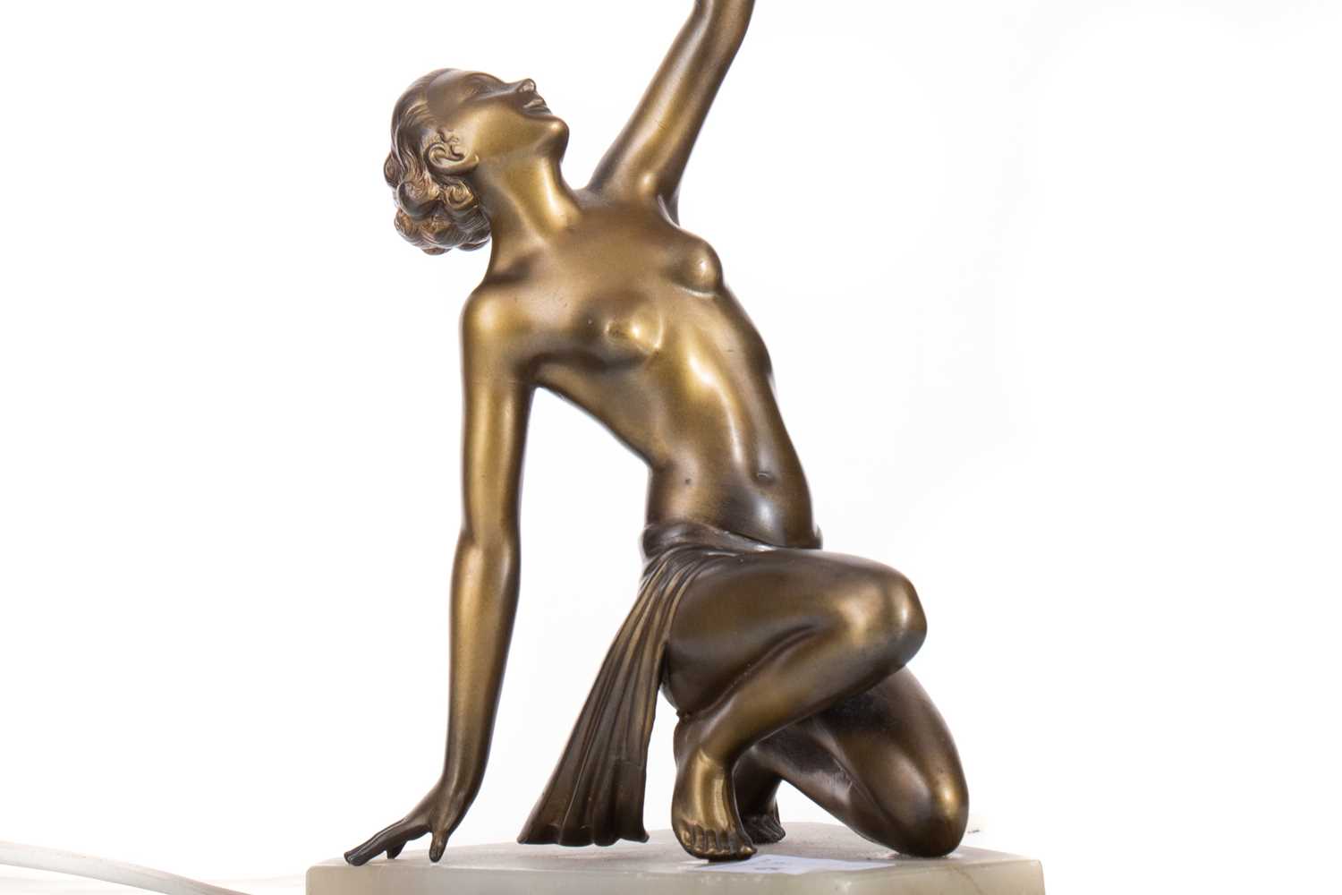 ART DECO BRONZED SPELTER FIGURAL TABLE LAMP EARLY 20TH CENTURY