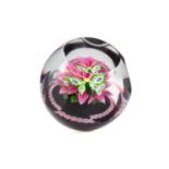 WILLIAM MANSON (SCOTTISH), GLASS 'BUTTERFLY AND FLOWER' PAPERWEIGHT LATE 20TH CENTURY