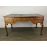 BURR WALNUT WRITING DESK OF QUEEN ANNE DESIGN SECOND HALF OF THE 20TH CENTURY