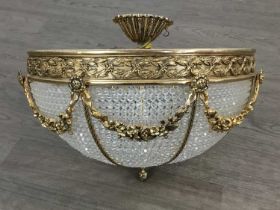 CAST GILT BRASS CHANDELIER, CONTEMPORARY