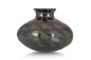 PUEBLO BLACK SGRAFFITO VASE, 20TH CENTURY