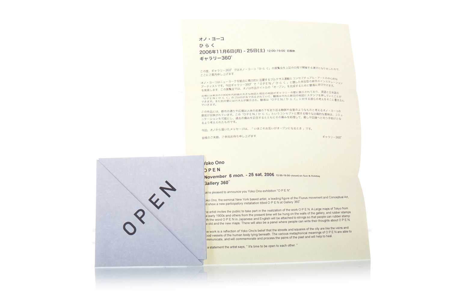 YOKO ONO, 'OPEN' MAP, GALLERY 360, 2006