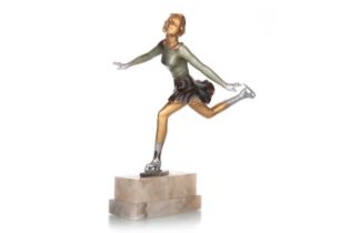 IN THE MANNER OF JOSEF LORENZL, ART DECO COLD PAINTED BRONZE FIGURE OF AN ICE SKATER, CIRCA 1920-29