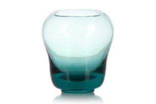 SCANDINAVIAN TEAL GLASS VASE SECOND HALF OF THE 20TH CENTURY