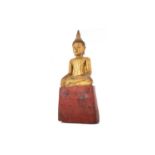 SOUTH EAST ASIAN GILT WOOD BUDDHA 20TH CENTURY