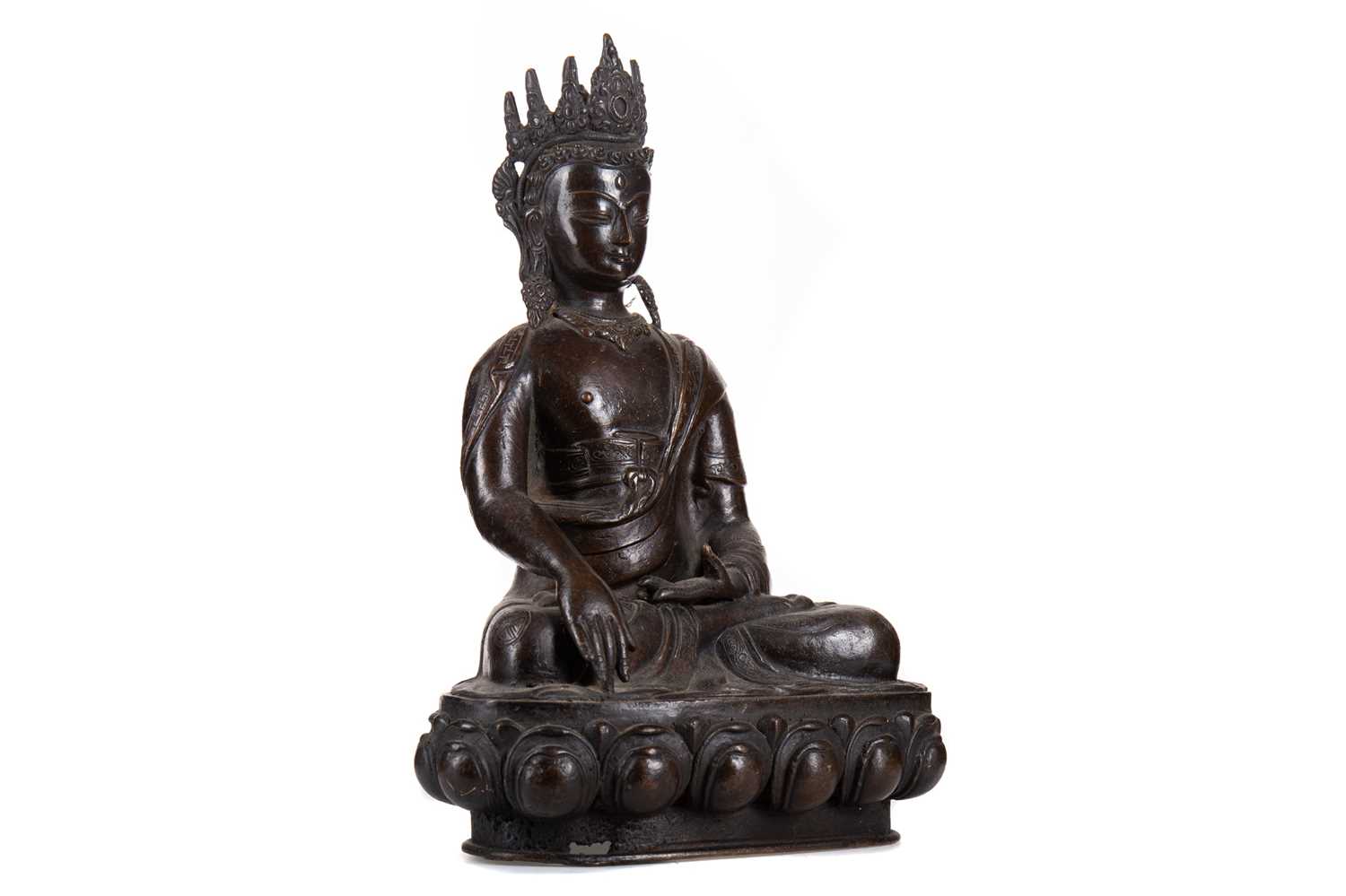 CHINESE CAST BRONZE BUDDHA SHAKYAMUNI LIKELY LATE 19TH/EARLY 20TH CENTURY