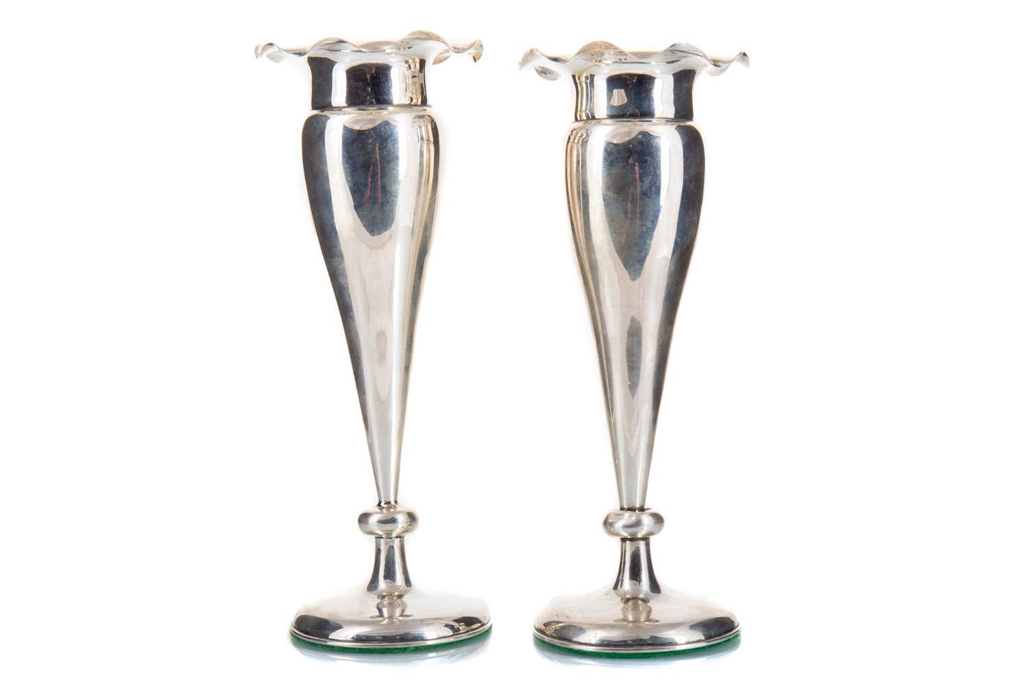 PAIR OF CHINESE SILVER SOLIFLEUR VASES LATE 19TH/EARLY 20TH CENTURY