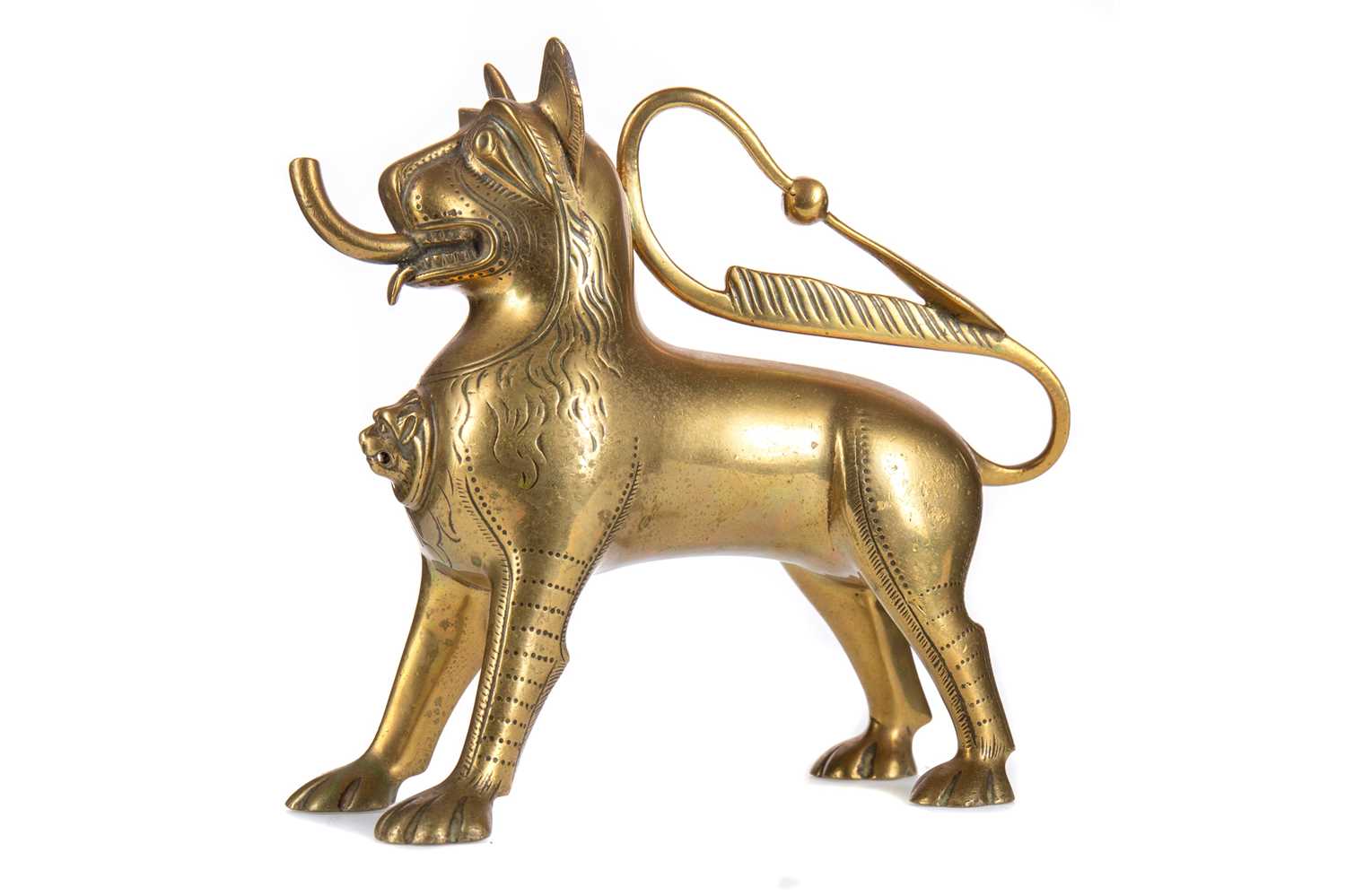 BRASS AQUAMANILE TABLE LIGHTER LATE 19TH/EARLY 20TH CENTURY