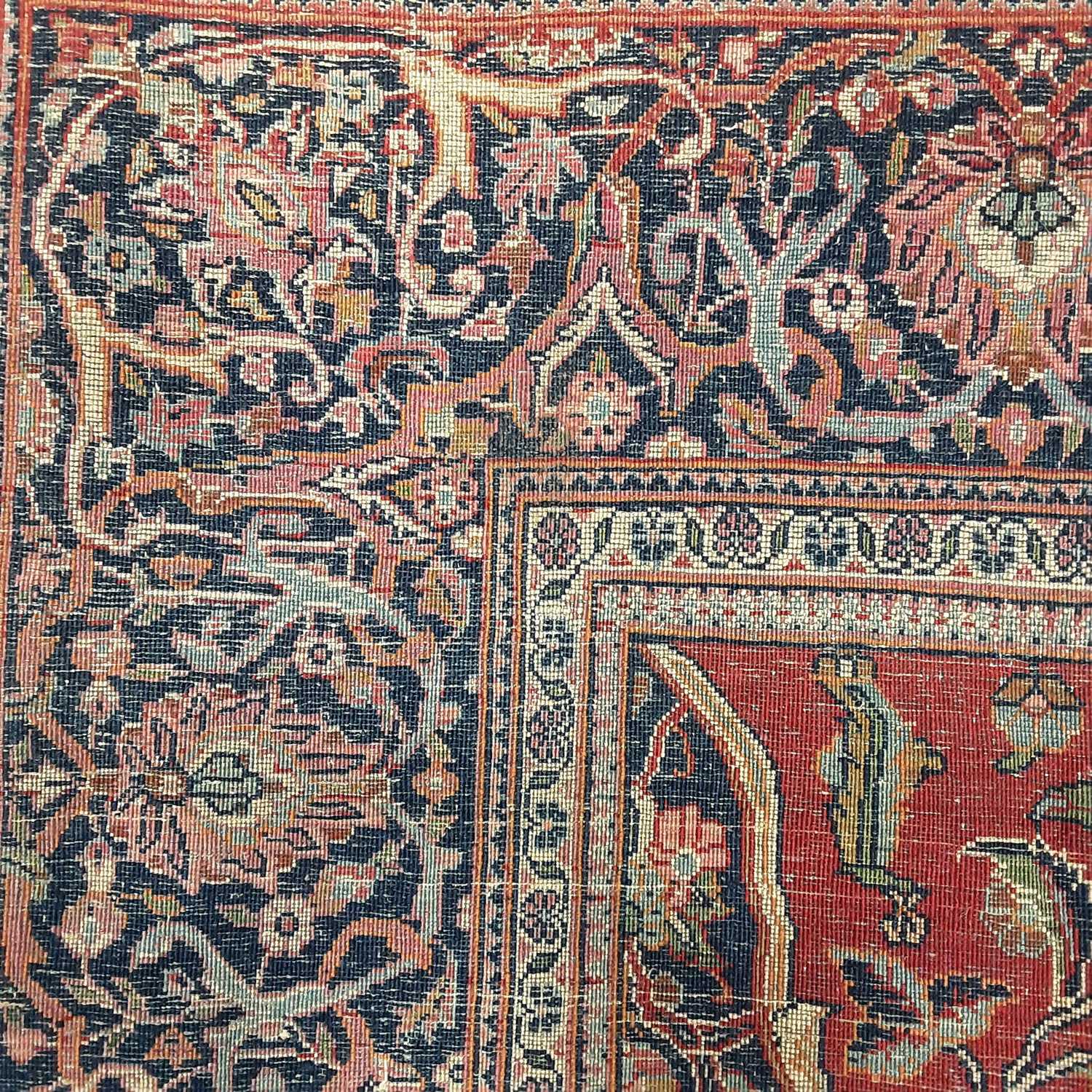 KASHAN PART SILK RUG LATE 19TH/EARLY 20TH CENTURY - Image 4 of 4