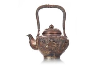 JAPANESE EXPORT SILVER TEA POT, LATE 19TH CENTURY
