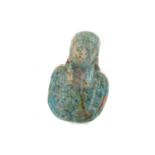 AN EGYPTIAN USHABTI ON STAND AND SMALL FAIENCE PENDANT