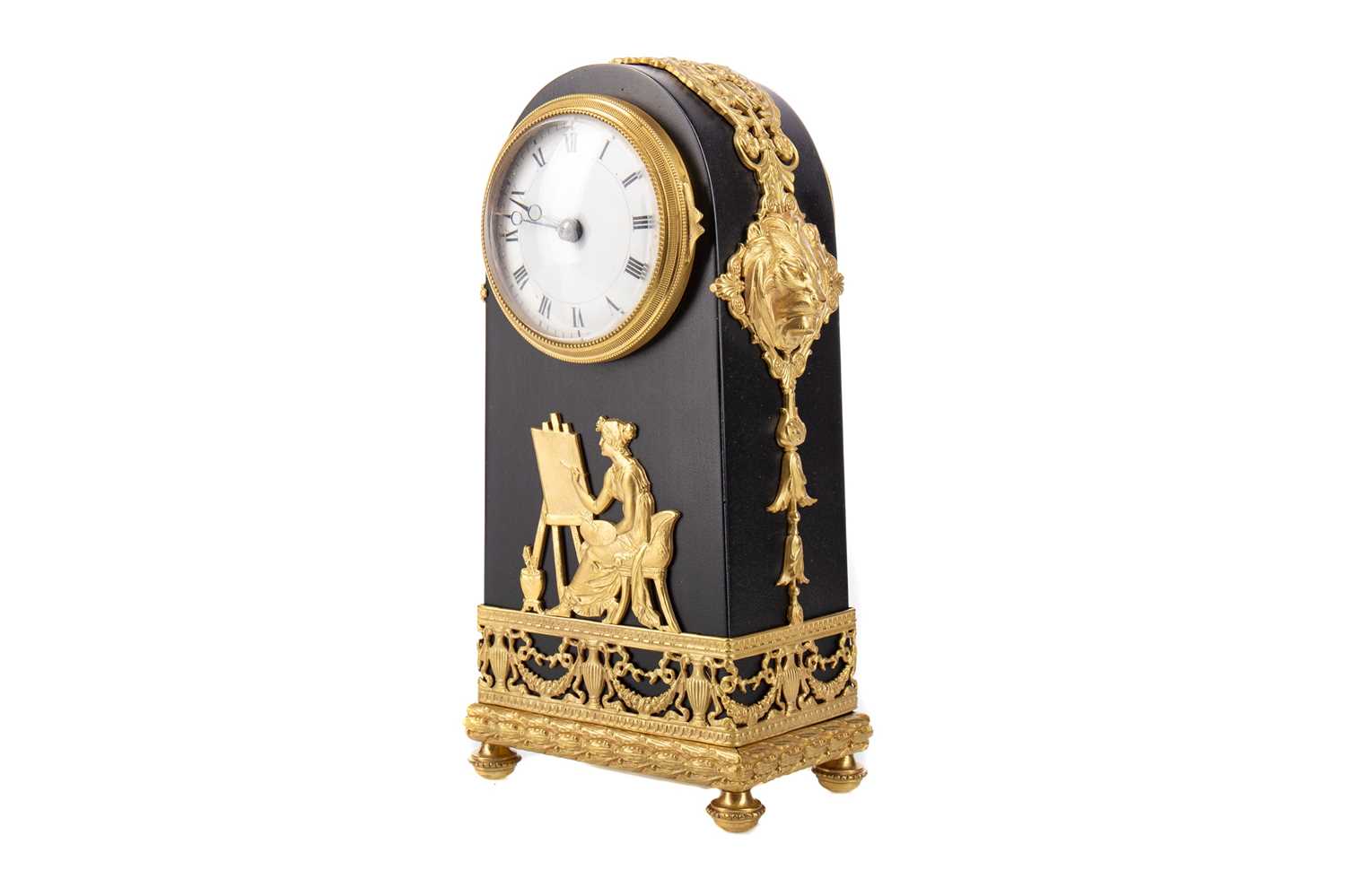 A FRENCH EMPIRE EBONISED DOMED MANTLE CLOCK - Image 2 of 2