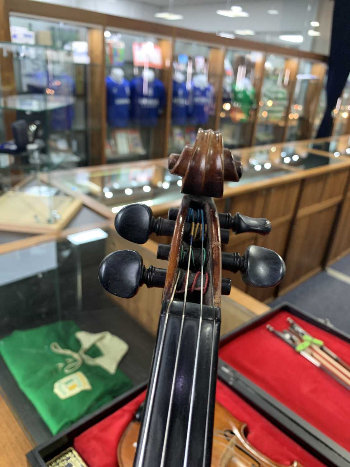 TWO VIOLINS AND BOWS IN A SINGLE CASE - Image 10 of 36