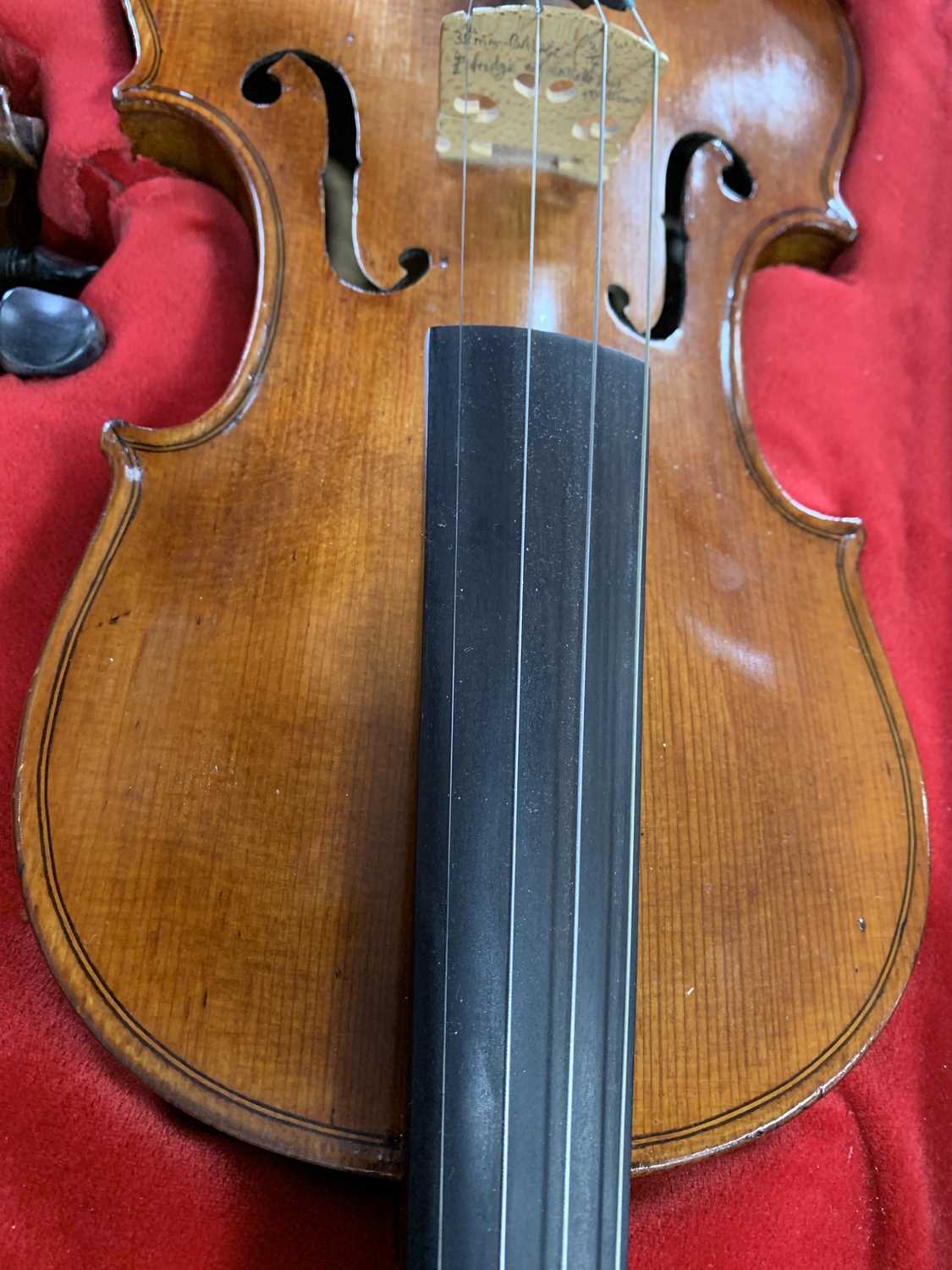 TWO VIOLINS AND BOWS IN A SINGLE CASE - Image 22 of 36