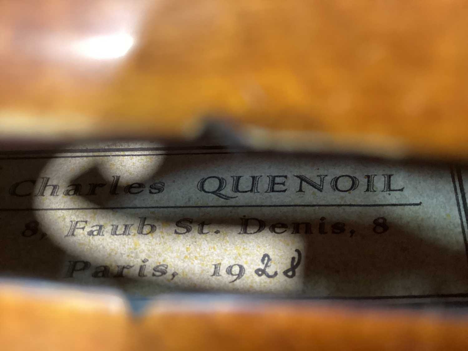 A FRENCH FULL SIZE VIOLIN BY CHARLES QUENOIL OF PARIS - Image 8 of 8