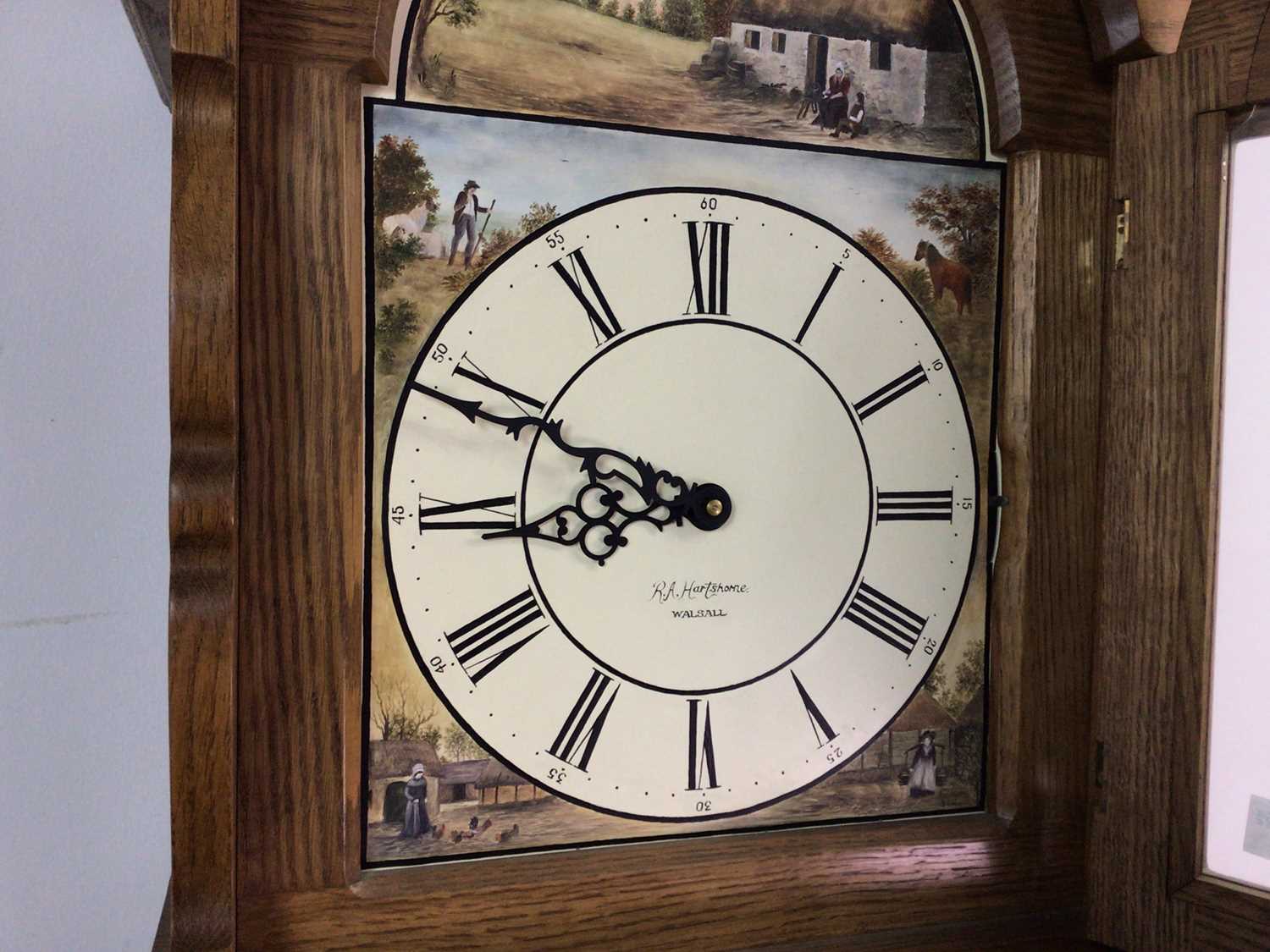 AN OAK LONGCASE CLOCK OF GEORGIAN DESIGN BY R.A. HARTSHORNE OF WALSALL - Image 2 of 3