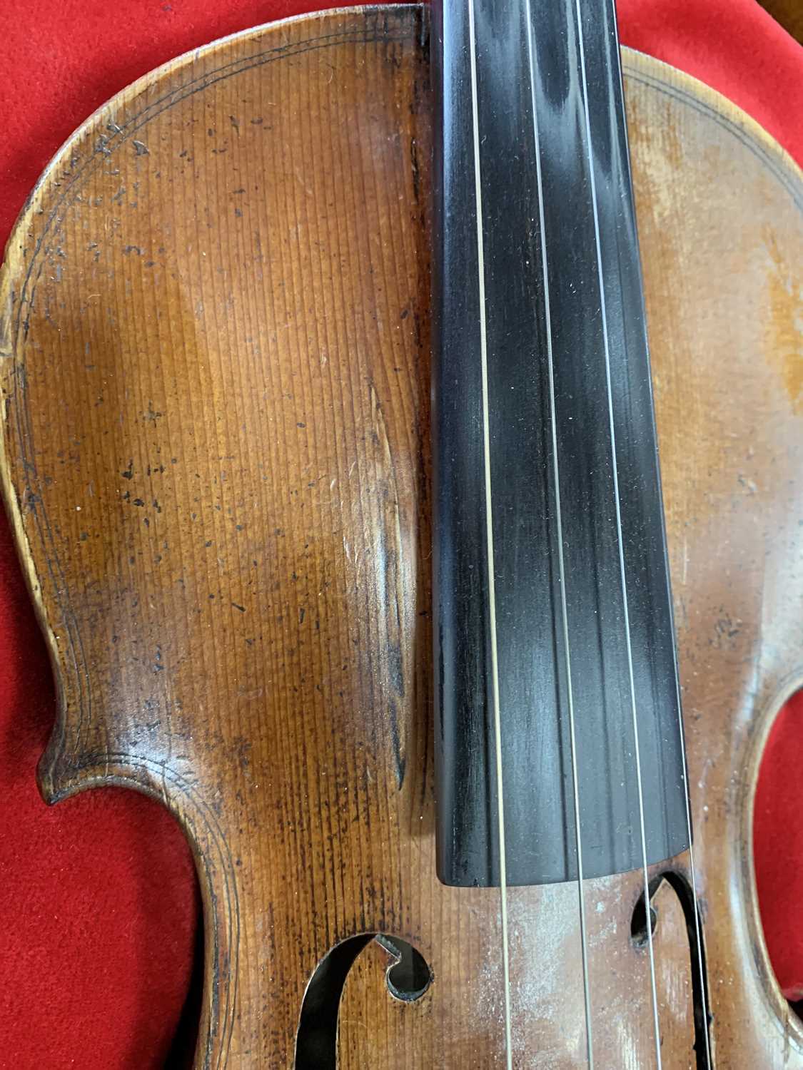 TWO VIOLINS AND BOWS IN A SINGLE CASE - Image 20 of 36