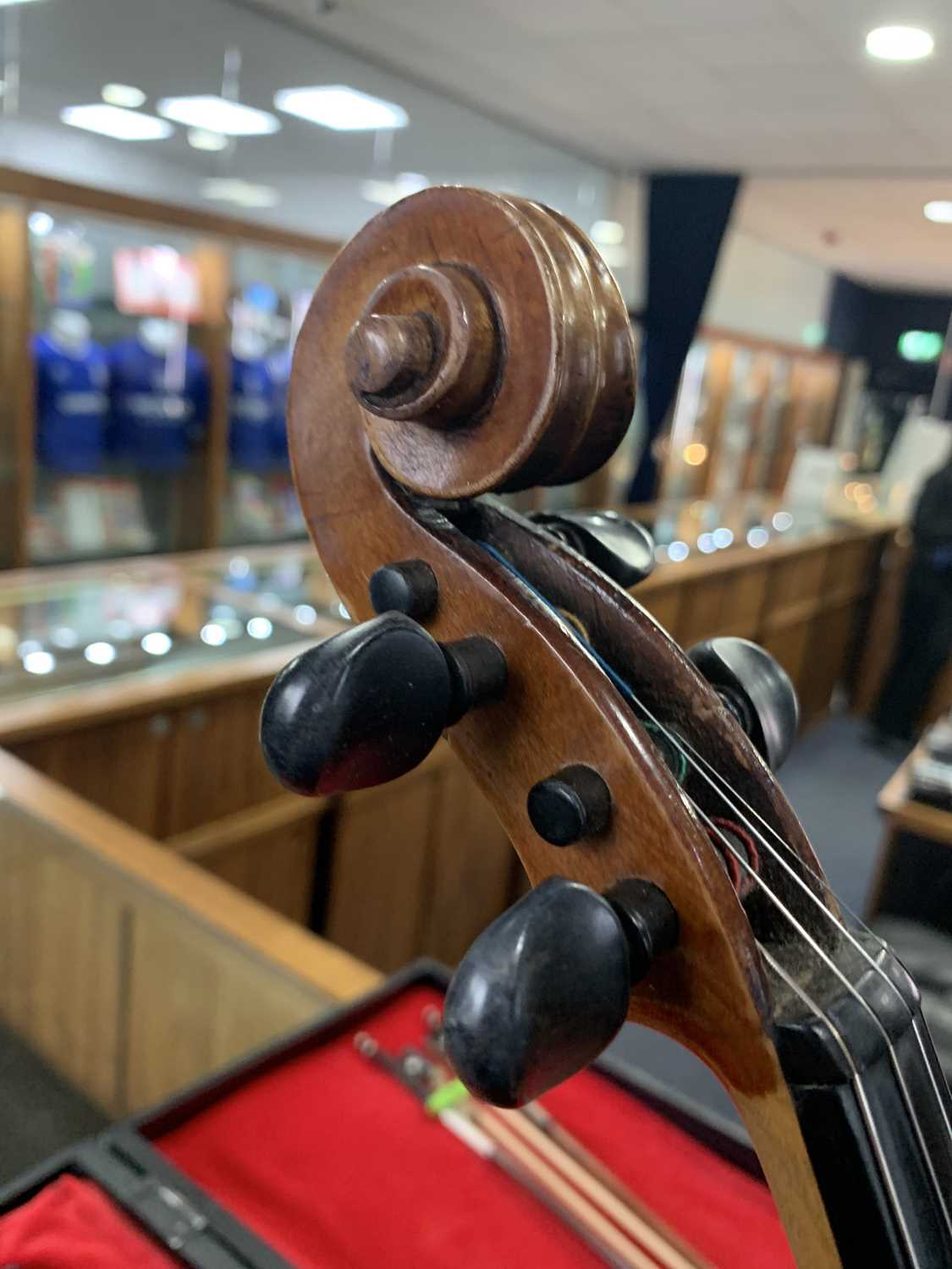 TWO VIOLINS AND BOWS IN A SINGLE CASE - Image 11 of 36