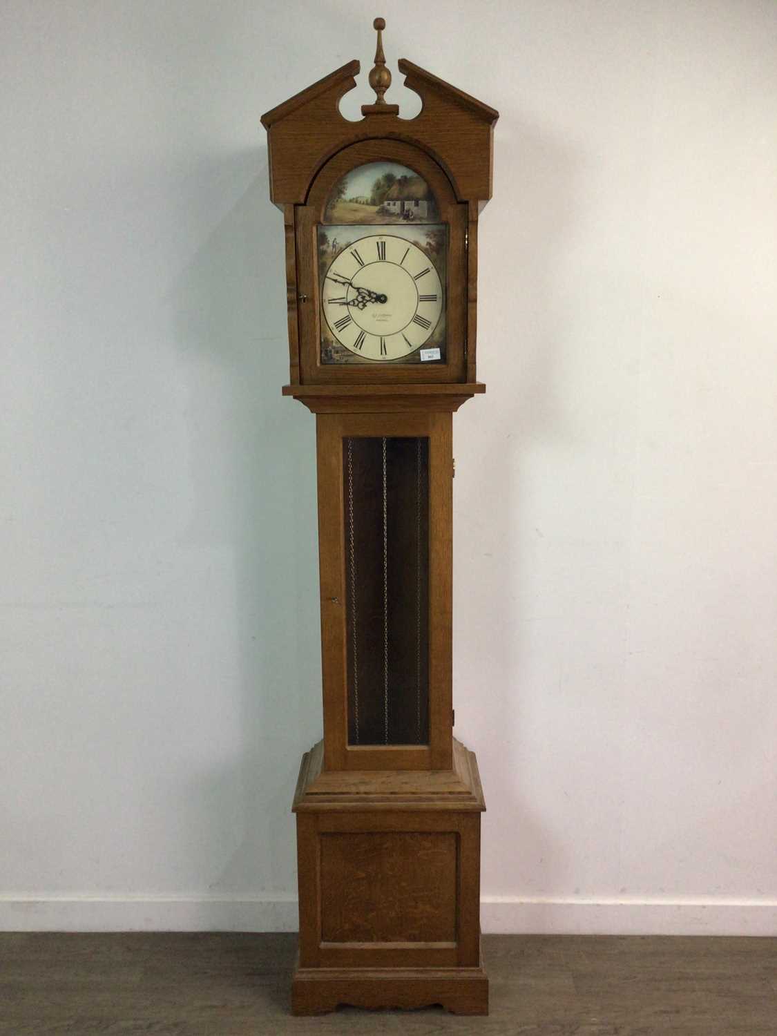 AN OAK LONGCASE CLOCK OF GEORGIAN DESIGN BY R.A. HARTSHORNE OF WALSALL