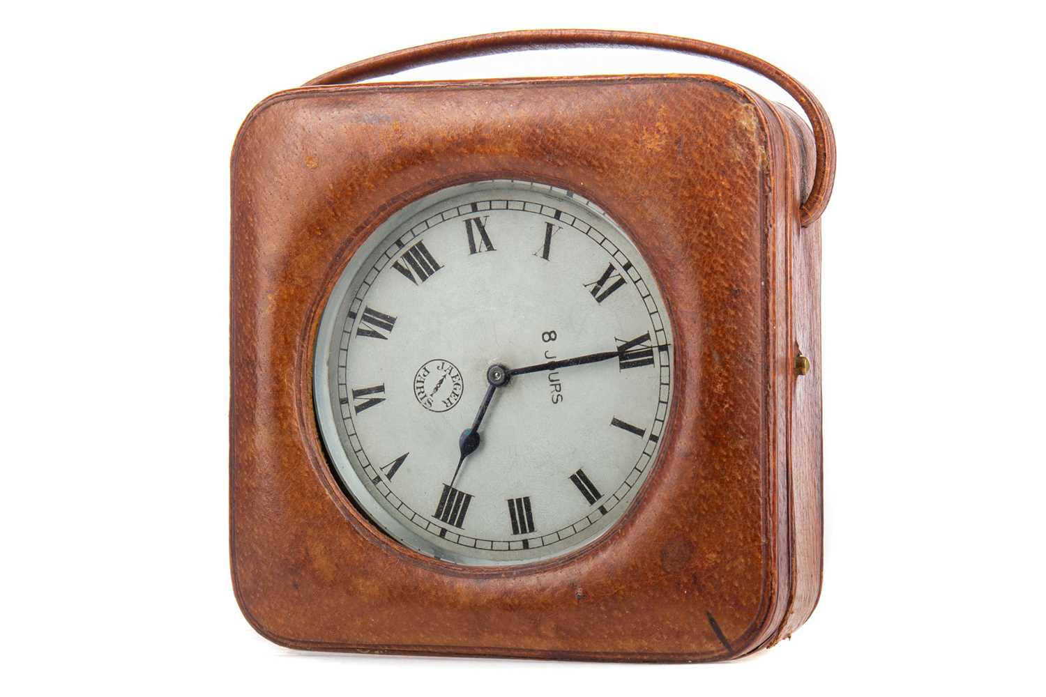 AN EARLY 20TH CENTURY TRAVELLING CLOCK BY JAEGER