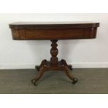 A 19TH CENTURY MAHOGANY TURNOVER TEA TABLE