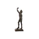 A SMALL VICTORIAN DESKTOP BRONZE FIGURE OF A FAUN