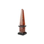 AN ITALIAN ROUGE AND BLACK MARBLE TABLE OBELISK