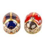 TWO ROYAL CROWN DERBY LADYBIRD/BEETLE PAPERWEIGHTS