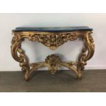 A LOUIS XVI STYLE GILTWOOD CONSOLE TABLE