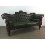 AN EARLY VICTORIAN MAHOGANY FRAMED SCROLL END SOFA