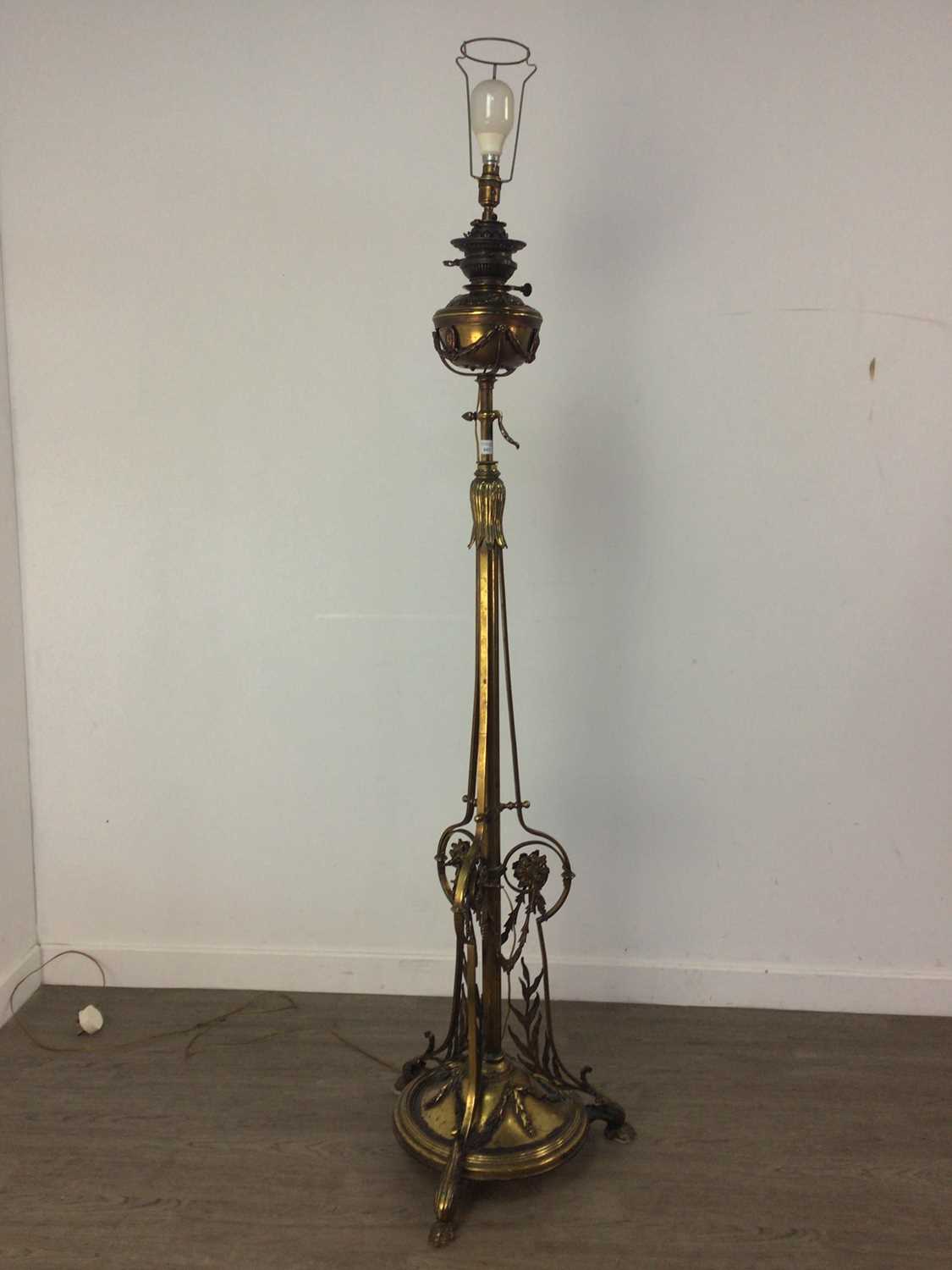 A VICTORIAN BRASS PLATED STANDARD LAMP - Image 2 of 2